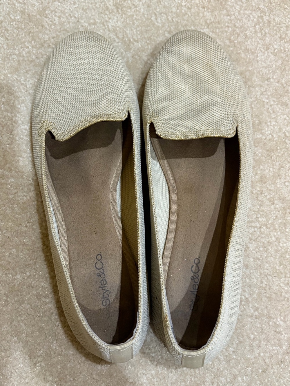 Style & Co. Cream Woven Slip-On Flats
